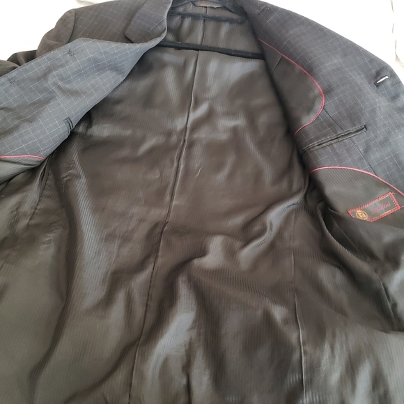 mens PALLINI black 4 button windowpane suit‎ sz 40R - Picture 8 of 13